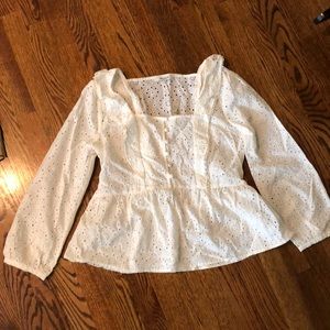 NWT Madewell Peplum Long-Sleeve Cream Shirt, S